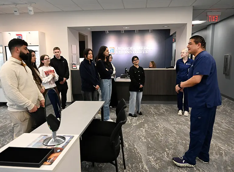 prospective students touring eye center