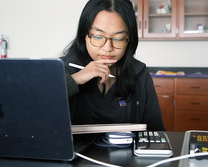 female student studying